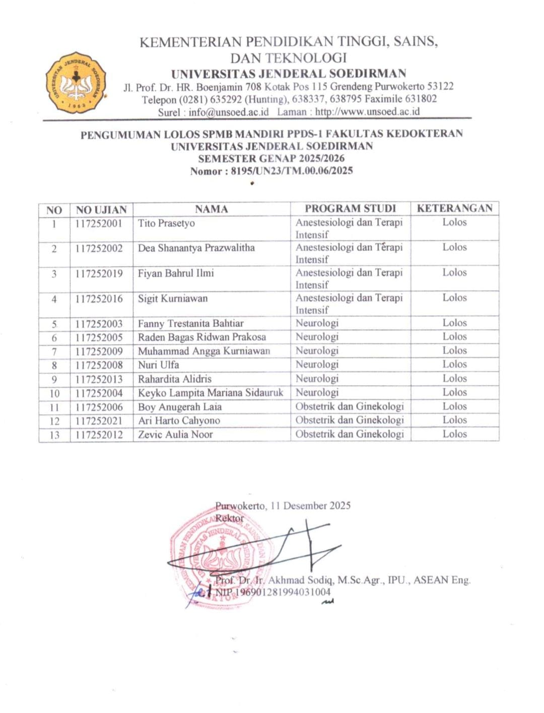 Hasil Seleksi